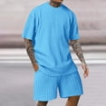thumbnail image 1 of EOYWHK Workout Sets for Men ,Big and Tall Athletic Casual Activewear,Summer Casual Basic T-Shirt Crewneck Short Sleeve Solid Color Shirts and Elastic Drawstring Shorts Beachwear S-4XL, 1 of 6