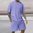 thumbnail image 1 of EOYWHK Workout Sets for Men ,Big and Tall Athletic Casual Activewear,Summer Casual Basic T-Shirt Crewneck Short Sleeve Solid Color Shirts and Elastic Drawstring Shorts Beachwear S-4XL, 1 of 6