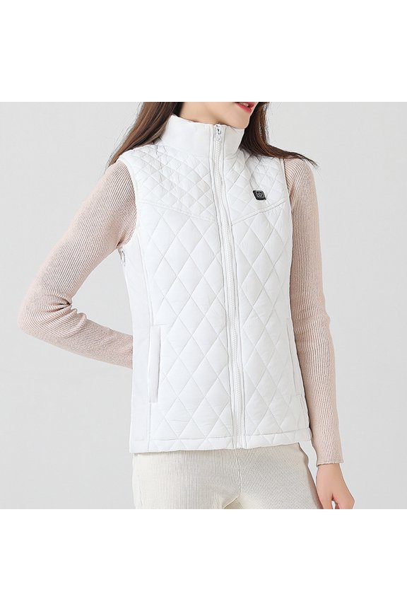 Young Adult Sweaters Woman Casual Zipper Nine Heating Rechargeable Heating Vest USB Smart Stand Collar Cold Protection Fall Winter