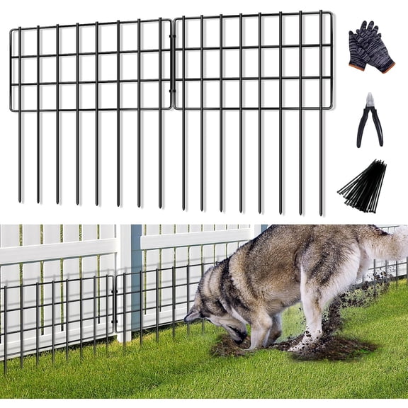 EP 10 Pack Animal Barrier Fences, 1.25in Gap No Dig Garden Fence for Dog Rabbit, 17in (H) X 10.8ft (L) Rustproof Metals Ground Defense Border for Garden, Patio, Yard, Landscaping
