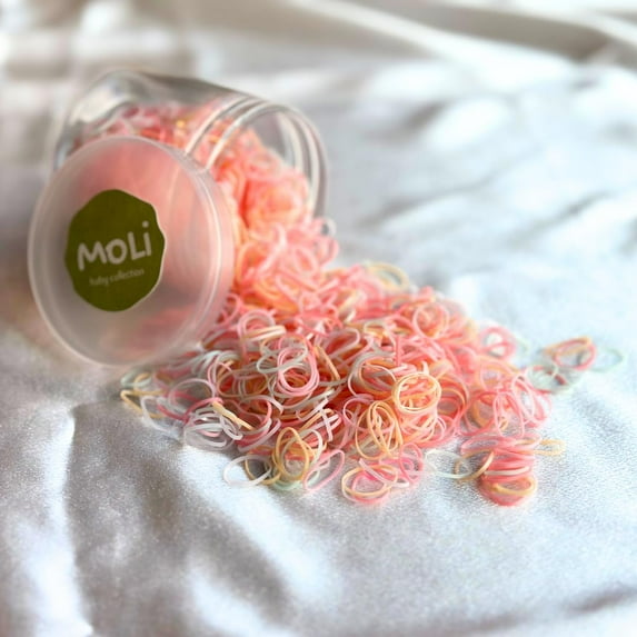 EP 1500 PCS Toddler Baby Infant Mini Thin Gentle Hair Elastics Ties Soft Rubber Bands for Thin Fine Hair Baby Girl (Multicolor - Pink)