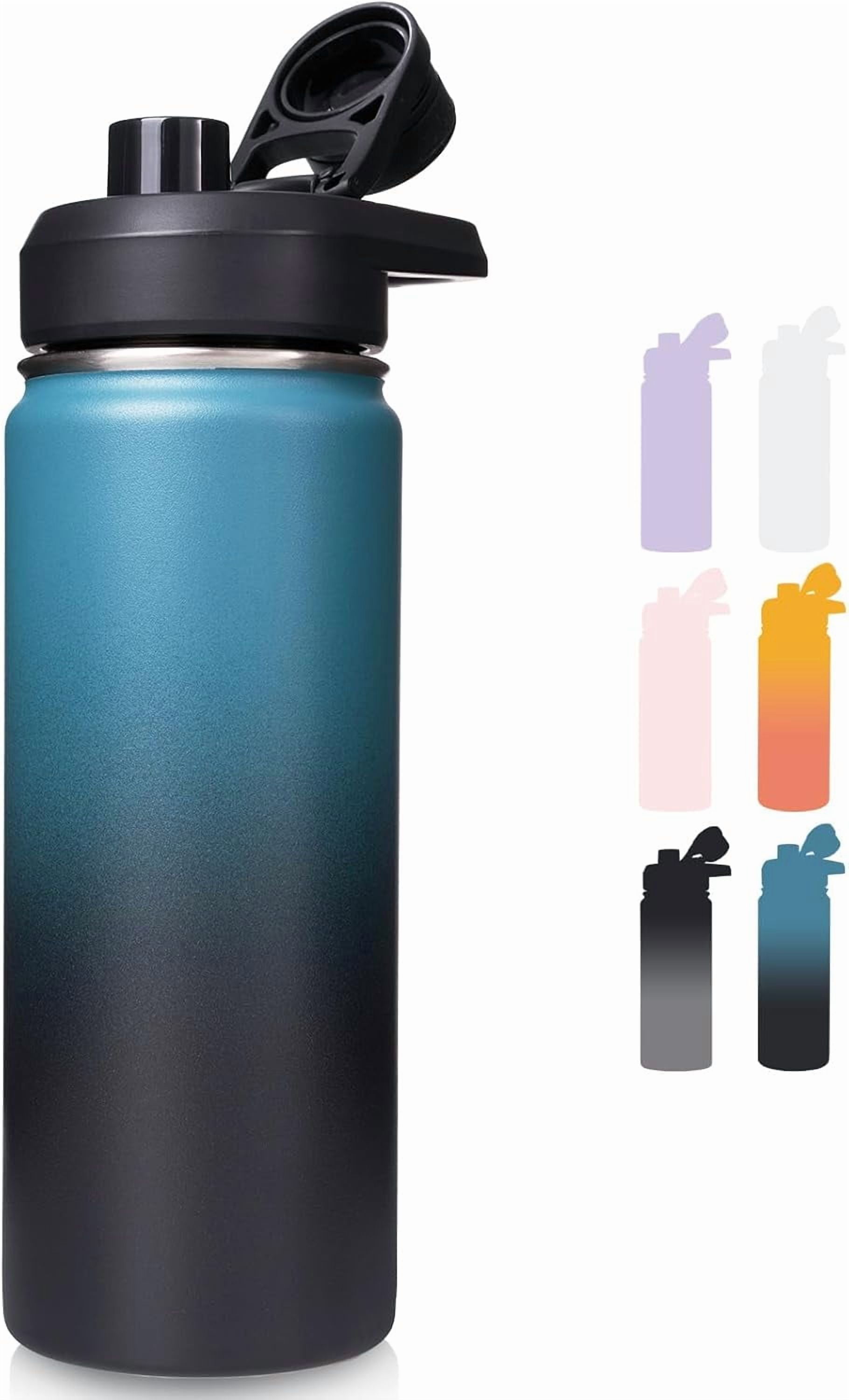 EP 18 oz Insulated Water Bottle with Handle, 304 Stainless Steel Water Bottles with Wide Mouth, Double Wall Vacuum Sports Water Bottle, BPA Free, Keep Cold and Hot, Blue&Black