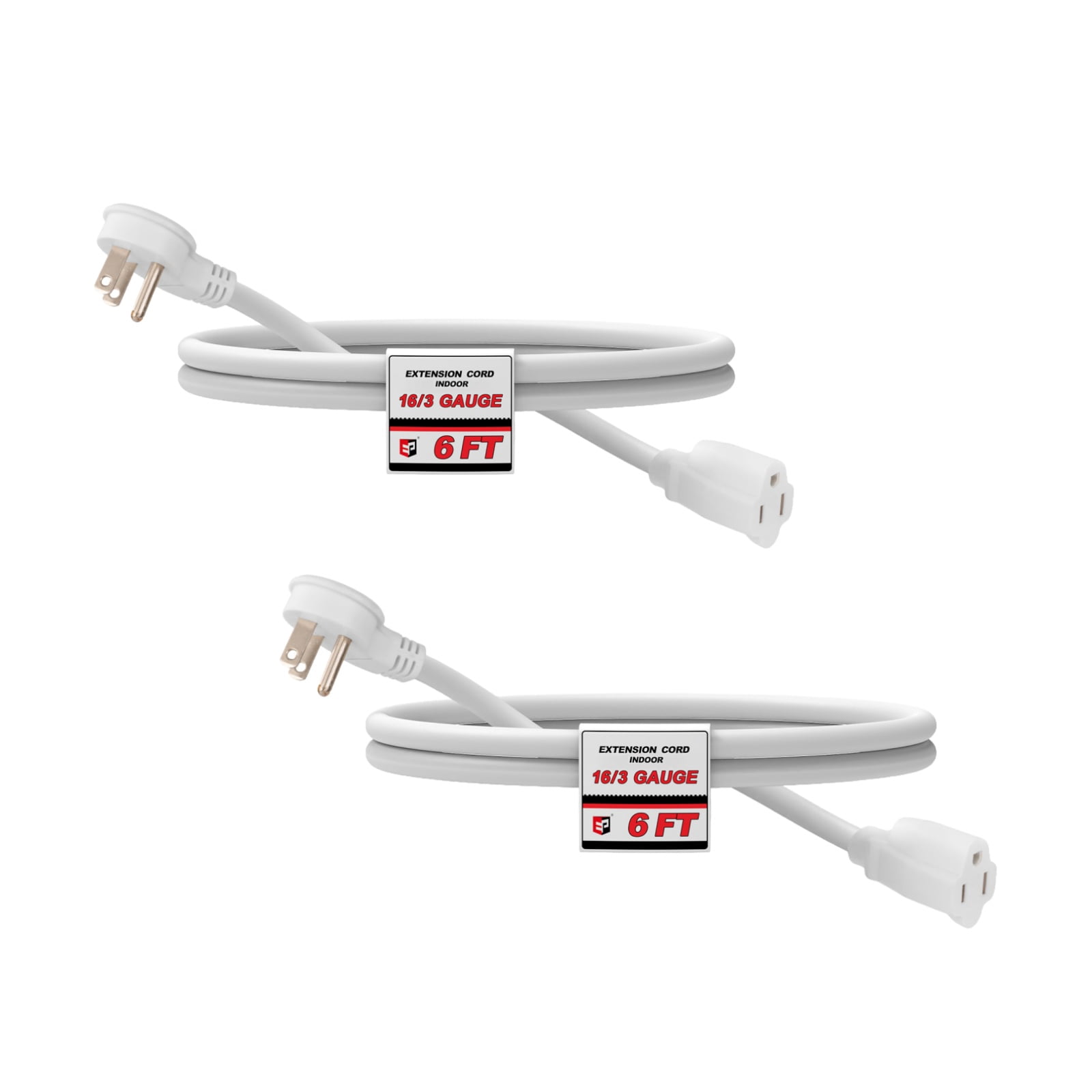 EP Heavy Duty 2 Pack 6 Ft 16/3 Electric Household Flat Plug Indoor ...