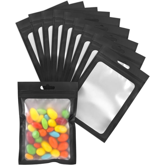 EP 200 PCS Resealable Foil Pouch Bags 4 x 6 Inches, Black Mylar, Resealable Bags for Food Storage, Jewelry, and Small Business Packaging