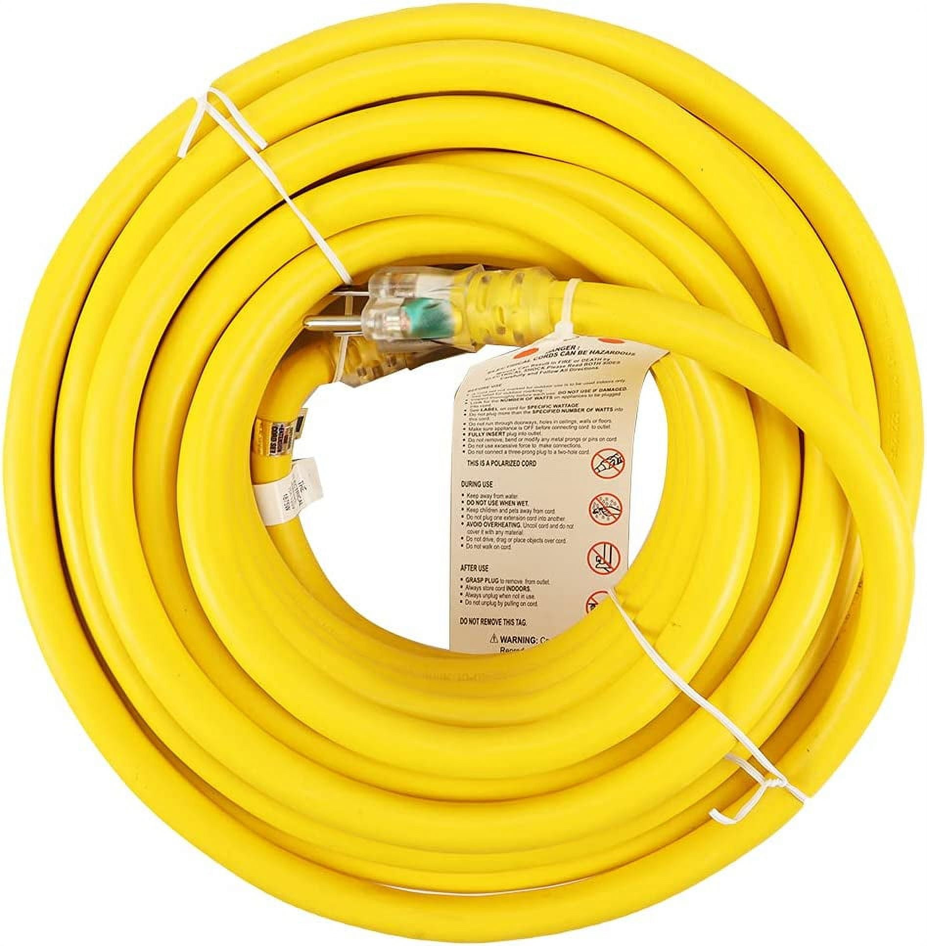 EP 25 Ft 10/3 SJTW Yellow Outdoor/Indoor Extension Cord, 10 Gauge Durable  Electrical Cable 