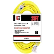EP 25 Ft 12/3 SJTW Yellow Outdoor/Indoor Extension Cord, Durable Electrical Cable