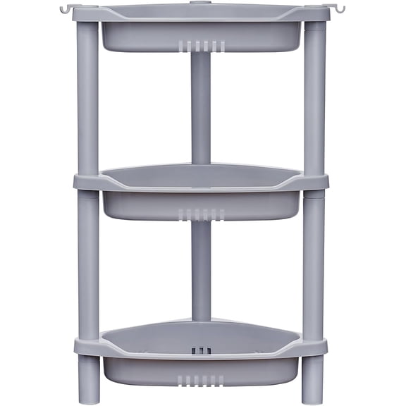 EP 3 Tier Shower Caddy Organizer Shelf Corner, 14.4 x 11.2 x 22.4 Inches, Rustproof, Plastic Shower Rack Stands for Inside Bathroom, Bathtub, Shower pan, Grey