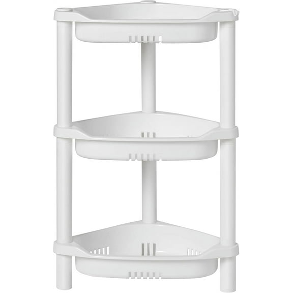 EP 3 Tier Shower Caddy Organizer Shelf Corner, 14.4 x 11.2 x 22.4 Inches, Rustproof, Plastic Shower Rack Stands for Inside Bathroom, Bathtub, White