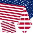 thumbnail image 1 of EP 3Pcs Veterans Day Tablecloth American Flag Patriotic Party Decorations 4th of July Stars and Stripes Plastic Table Cover Party Supplies Disposable Memorial Independence Day Table Decor, 1 of 12