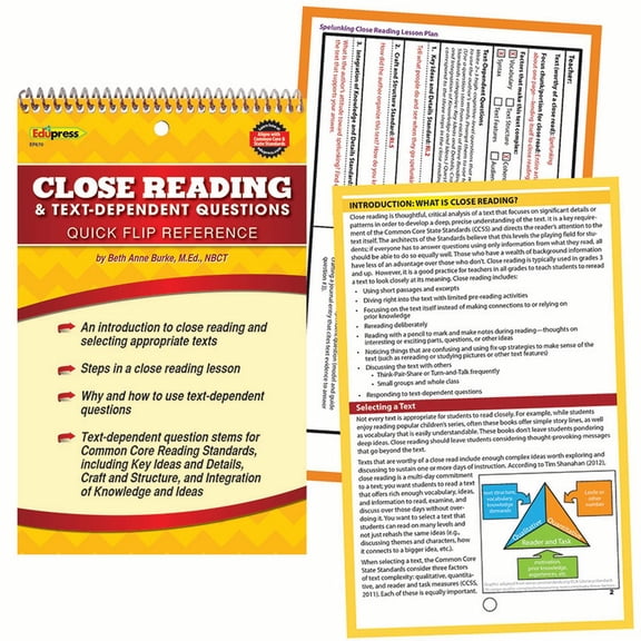 EP-670 - Quick Flip Guide For Close Reading And Text Dependent Questions by Edupress