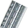 thumbnail image 1 of EP Christmas Holographic Foil Wrapping Paper - Mini Roll - Snowflake Blocks/Reindeer and Bell/Snowflake Silver Print for Christmas, Holiday, Party - 17 x 120 inches - 3 Rolls (42.5 sq.ft.ttl.), 1 of 14