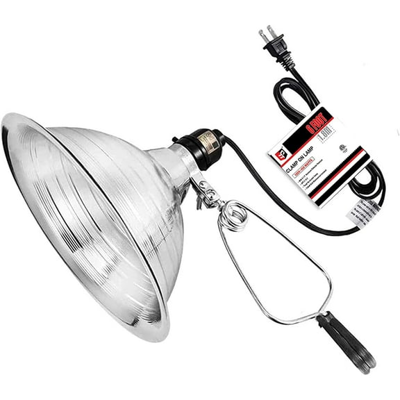 EP Clamp Lamp Light with Detachable 8.5 Inch Aluminum Reflector, 150 Watt E26 Socket (No Bulb Included), 6 Foot 18/2 SPT-2 Cord Cord, 1 Pack