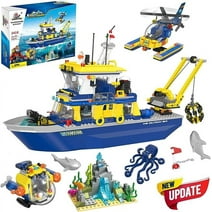 EP EXERCISE N PLAY City Ocean Exploration Ship Building Kit, Deep Sea Explorer Boat with Submarine and Helicopter, Creative Building Sets for Kids Boys Age 6-12 Years (753 Pieces)