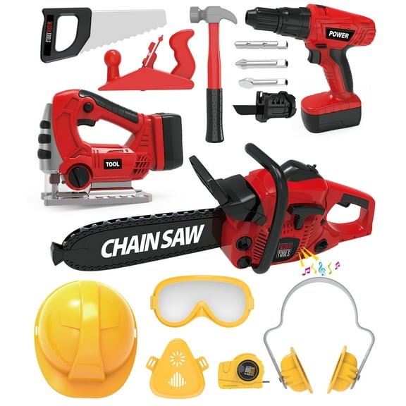 EP Exercise N Play Kids Power Tool Play Set W/ Electric Toy Drill Chainsaw Jigsaw Toy