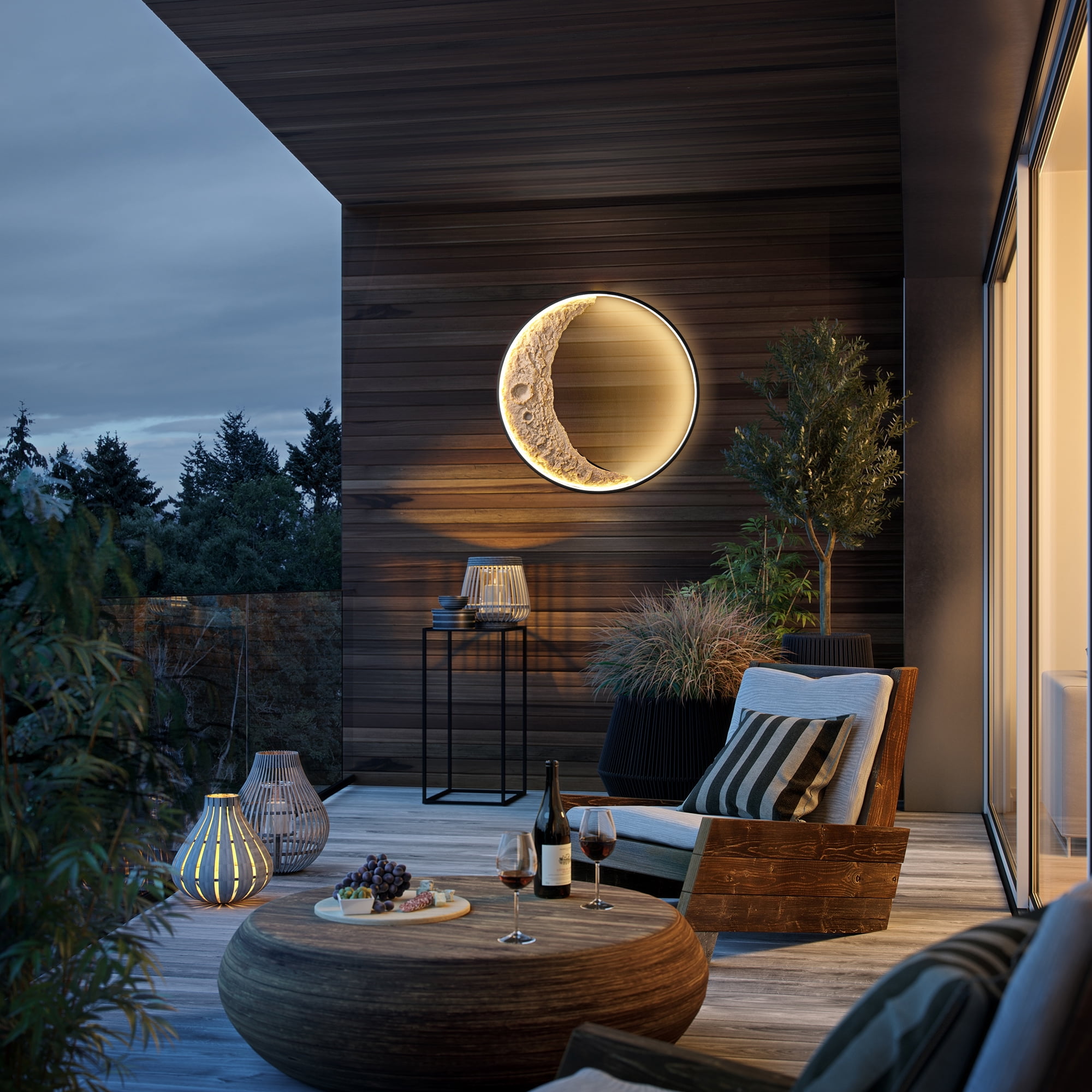 EP LIGHT Indoor Outdoor 3D Moon Wall Lamp - Waterproof Moon Wall Lights for Garden Patio Yard