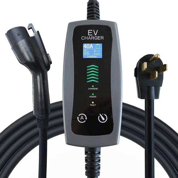 EP Level 2 Portable EV Charger, 16-40 Amp, 240V, 25ft Cable, Fast Charging Station for All EVs, NEMA 14-50P Plug, Upgraded Portable Electric Vehicle Charger, ETL