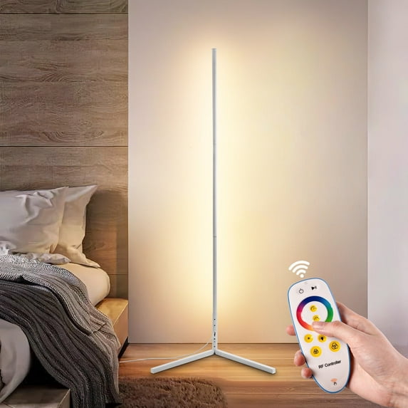 EP Light Modern LED Floor Lamps with Remote for Living Room, Dimmable, 56 inch Minimalist Standing Lighting for Bedroom, Office, White,2 Packs