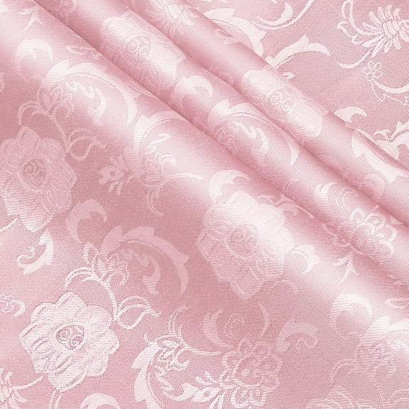 EP Light Pink Satin Jacquard Fabric - 2 Yard, 60 Inch Wide Shiny Sunflower Pattern Silky Brocade Fabric for Tablecloth, Table Runner, Napkins, Dress, Bedding Sheet, DIY Crafts