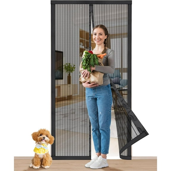 EP Magnetic Screen Door Magnetic Closure Fits 39"x82" Doors |Polyester - Retractable Screen Door Mesh| Self Sealing|Hands Free |Keeps Bugs Out|Pet and Kid Friendly-39 Inch x 82 Inch