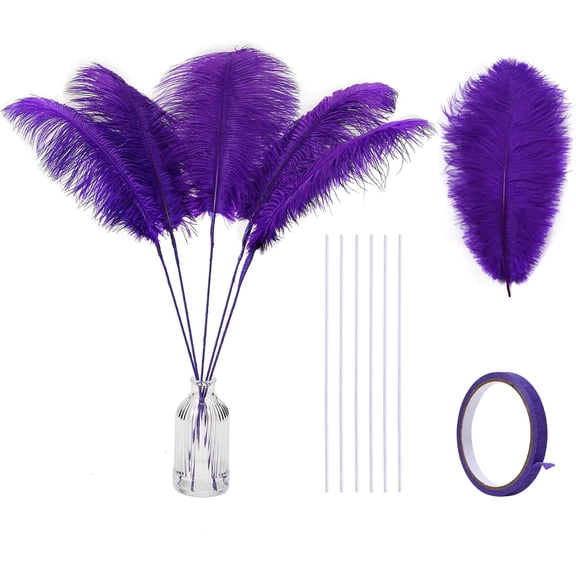 EP Purple Large Ostrich Feather - 20pcs Making Kit 22 Inch Large Ostrich Feathersfor Crafts Floral Arrangement, Wedding Party Centerpieces Home Decorations (Purple)