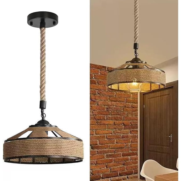 EP Rattan Hanging Lamp Pendant Lights Kitchen Island, Farmhouse Pendant Lighting with Hand Woven Wicker Shade, Boho Chandelier Light Fixtures Ceiling Hanging for Dining Room Bedroom Foyer Hallway