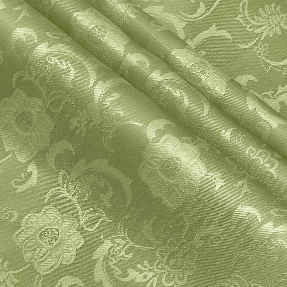 EP Sage Green Satin Jacquard Fabric 5 Yard, 60 Inch Wide Shiny Cloth, Sunflower Pattern Silky Brocade for Tablecloth, Table Runner, Napkins, Dress, Bedding Sheet, DIY Crafts