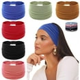 thumbnail image 1 of EP   Wide Headbands for Women Non Slip 6 Pack Soft Elastic Hair Bands Sports Yoga Running Gym Workout Knotted Head Wraps, Cotton Cloth African Turbans Solid Color Bandana-With 6 Pcs Hair Ties, 1 of 16