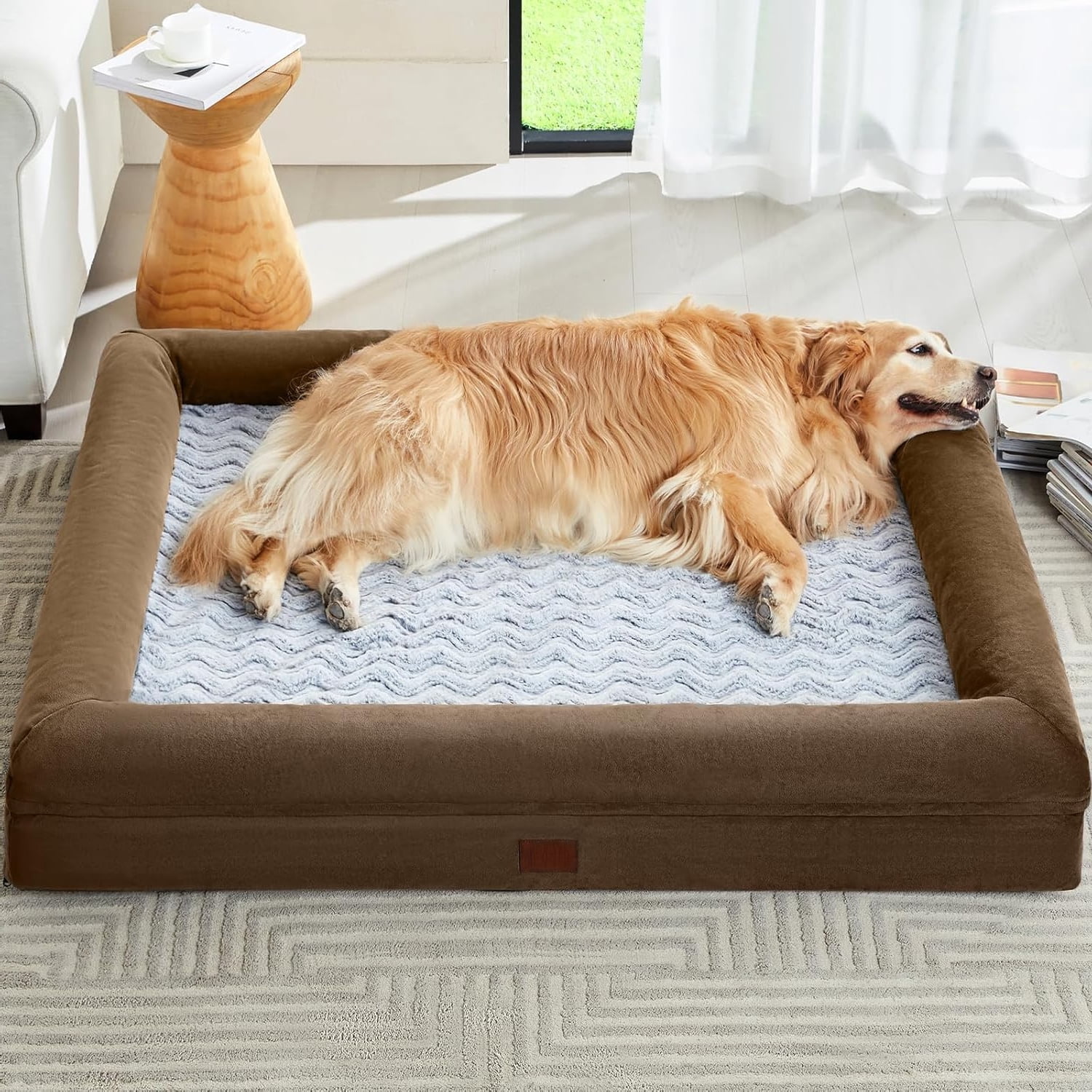 EP XXL Extra Large Dog Bed, Washable Dog Couch with Removable Waterproof Cover, Orthopedic Large Pet Sofa Bed with Bolster Sides for Sleeping