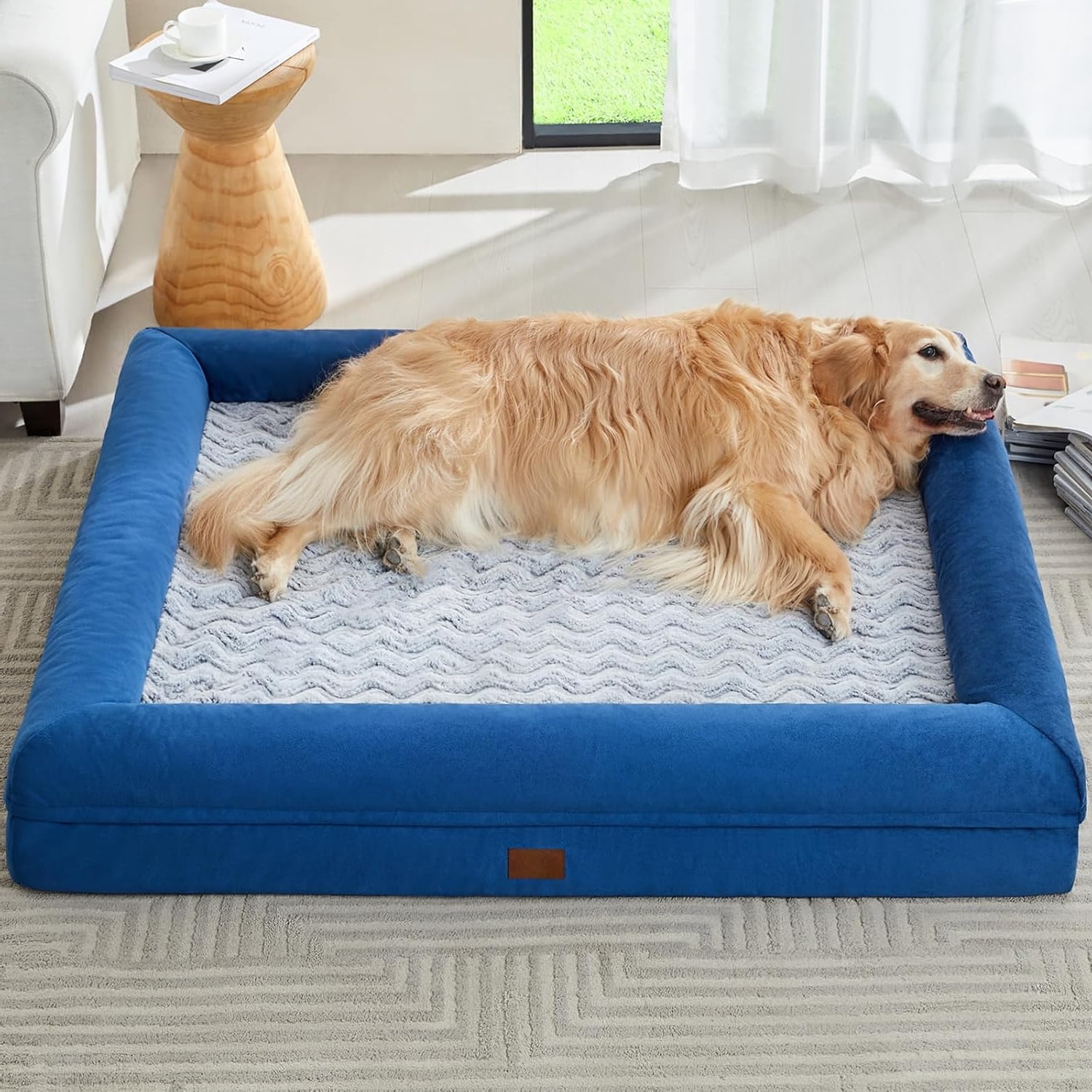 EP XXL Extra Large Dog Bed, Washable Dog Couch with Removable Waterproof Cover, Orthopedic Large Pet Sofa Bed with Bolster Sides for Sleeping