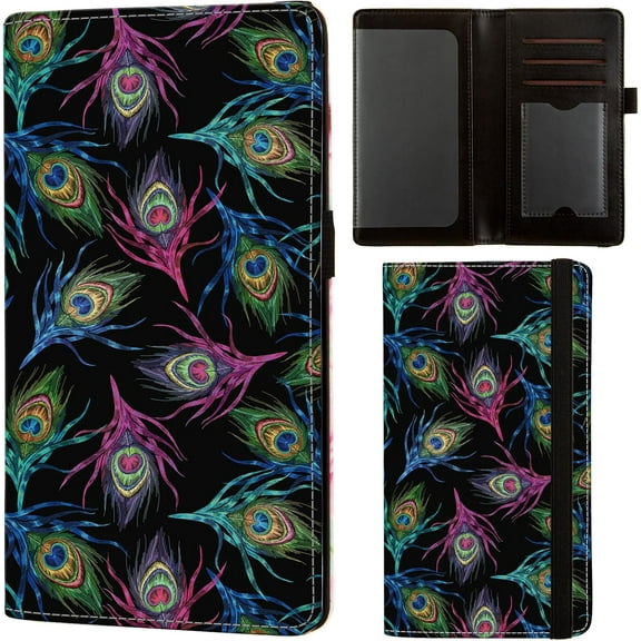 EP checkbook cover,Checkbook Cover for Duplicate Checks,RFID Checkbook Register Cute Wallet women Men Credit Card Holder (Peacock Feather)