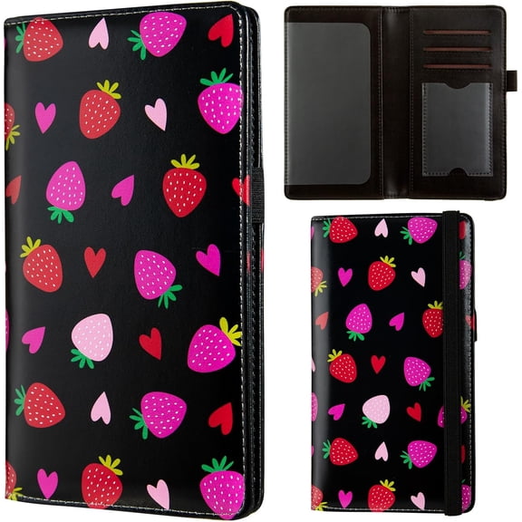EP checkbook cover,Checkbook Cover for Duplicate Checks,RFID Checkbook Register Cute Wallet women Men Credit Card Holder (Strawberries)