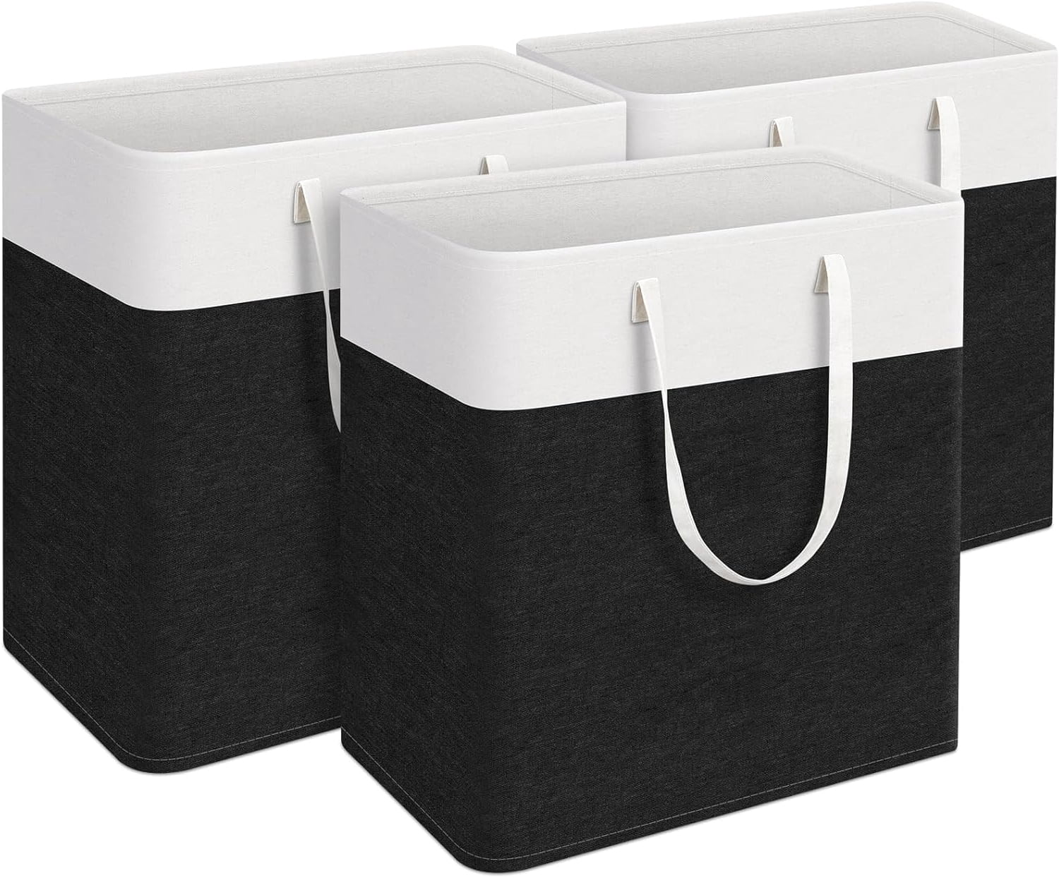 EP laundry basket 3-Pack, laundry hamper, Hamper with handles, collapsible laundry baskets, Waterproof dirty clothes hamper, Towel Storage for Home or Dorm, 100L-Black