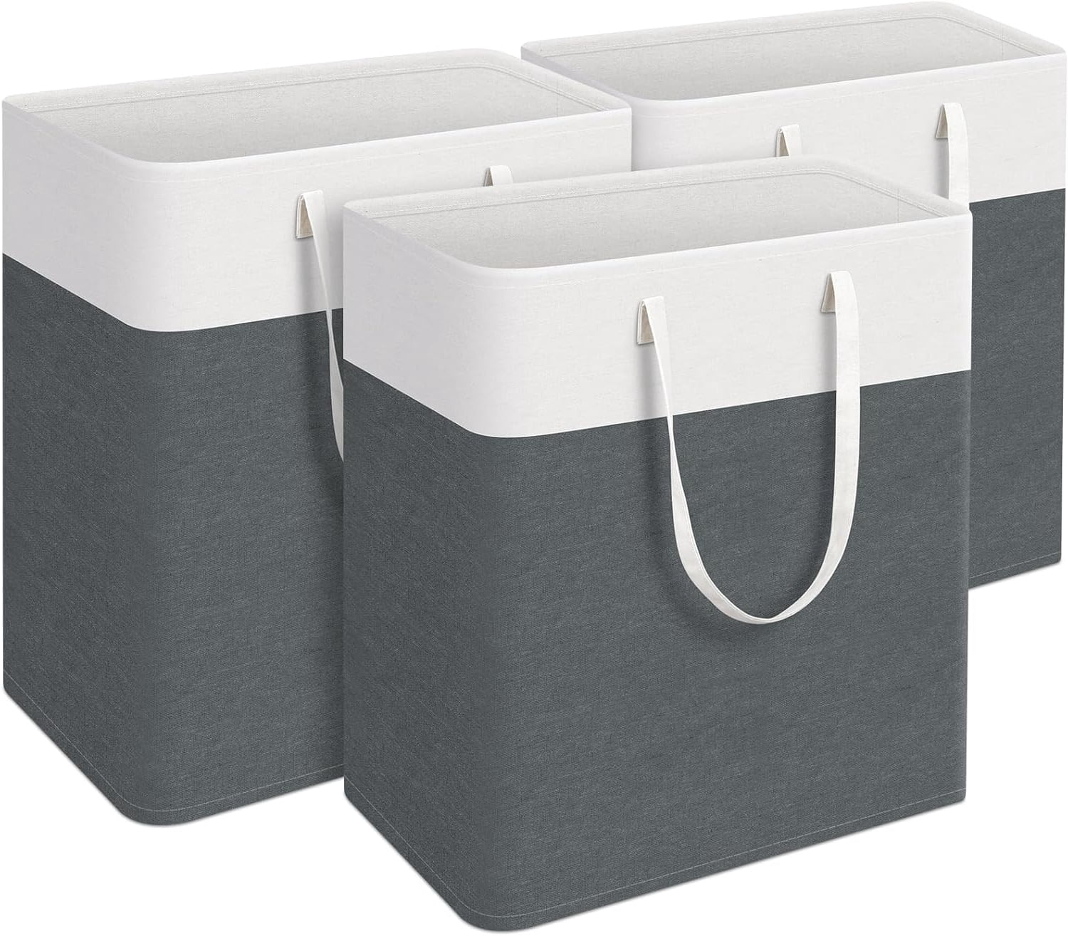 EP laundry basket 3-Pack, laundry hamper, Hamper with handles, collapsible laundry baskets, Waterproof dirty clothes hamper, Towel Storage for Home or Dorm, 125L-Grey