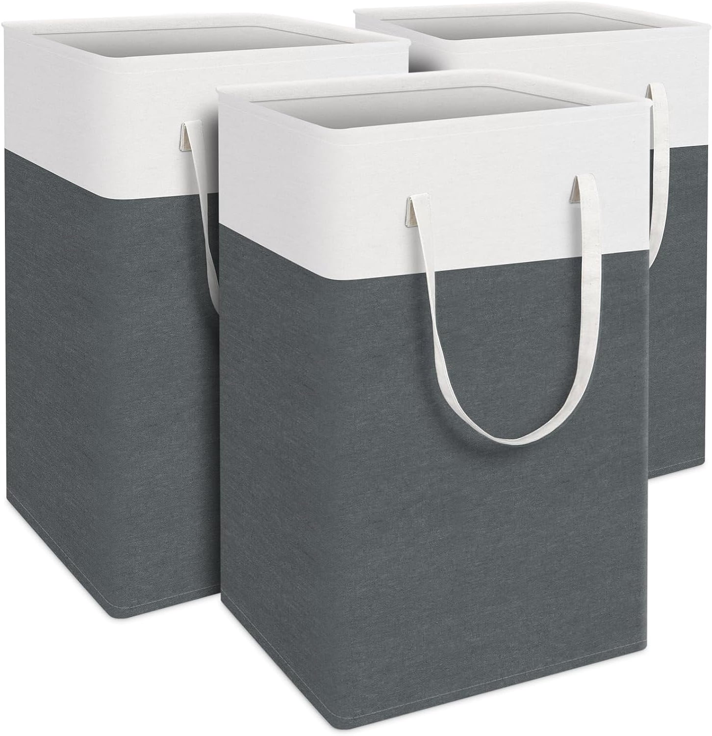 EP laundry basket 3-Pack, laundry hamper, Hamper with handles, collapsible laundry baskets, Waterproof dirty clothes hamper, Towel Storage for Home or Dorm, 75L-Grey