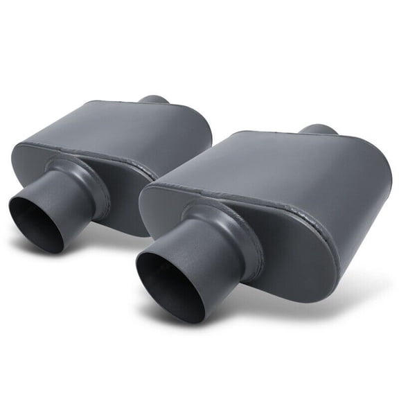 EPA 2X2.5"Center Inlet/Outlet Race Performance Chambered Exhaust Muffler Grey