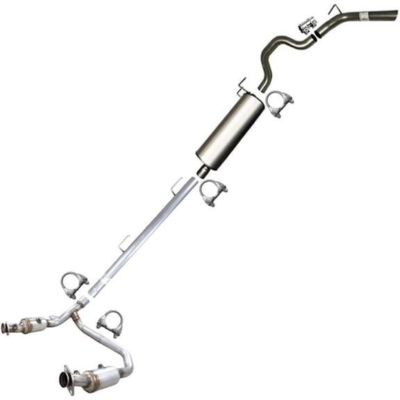 Northeastern Exhaust Catalytic, Extension Pipe, Muffler & Tail Pipe Fits 2006-2008 Dodge Ram 1500 3.7L & 2006-2007 4.7L - Direct Fit EPA-Approved | Stainless Steel Complete System
