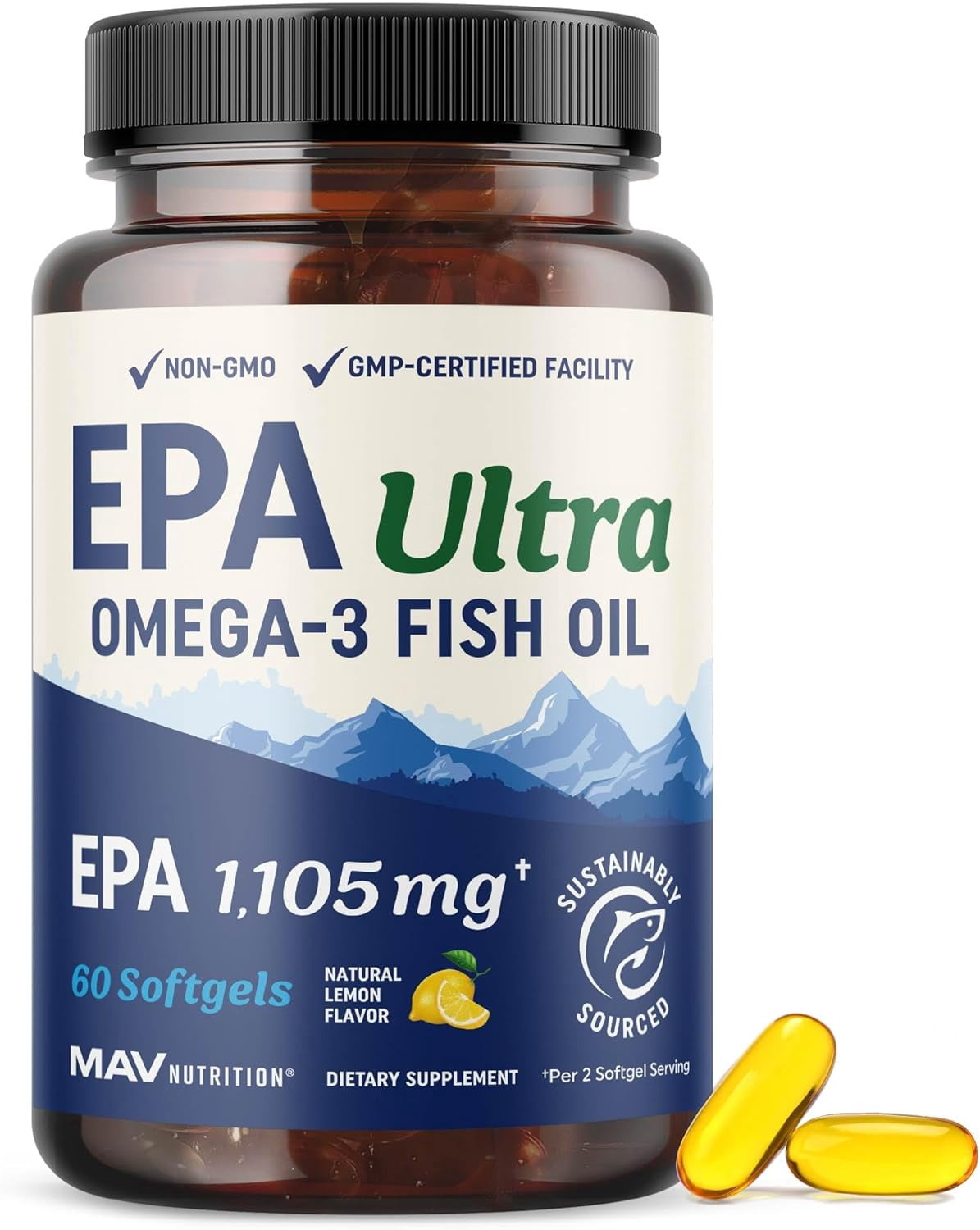 Micro Fish Oil MAV Nutrition, Fish Oil Softgels, 60 Count, EPA 1,105mg - Walmart.com