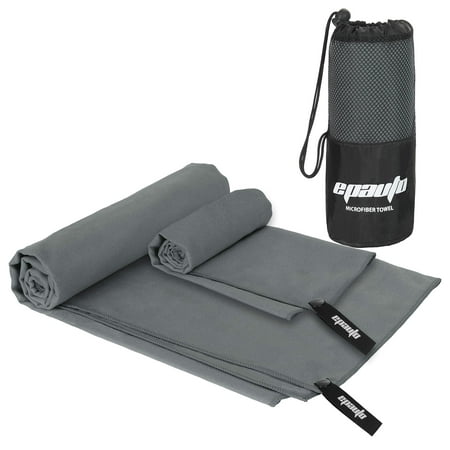 EPAuto Microfiber Fast Drying Travel Gym Towels, 2 Pack, Gray