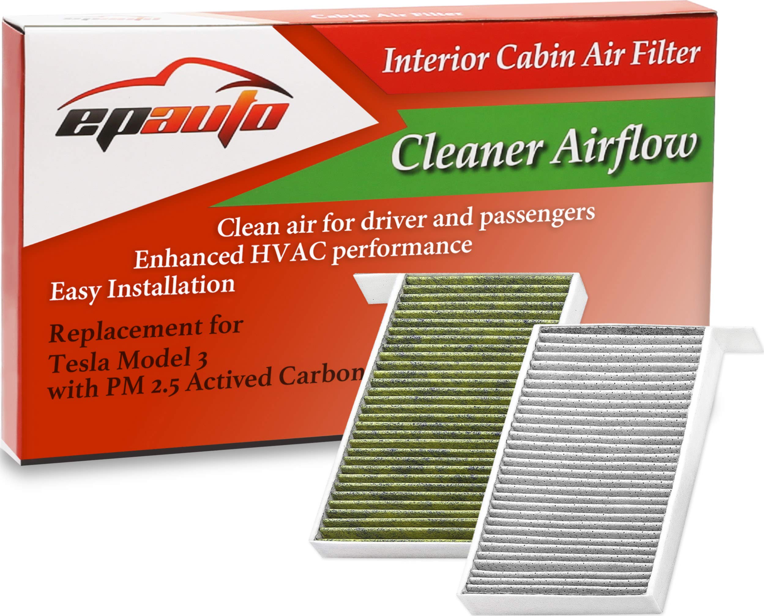 EPAuto CP681 (1107681-00-A) Cabin Air Filter includes Activated Carbon Replacement for Tesla Model 3 / Model Y - image 1 of 3