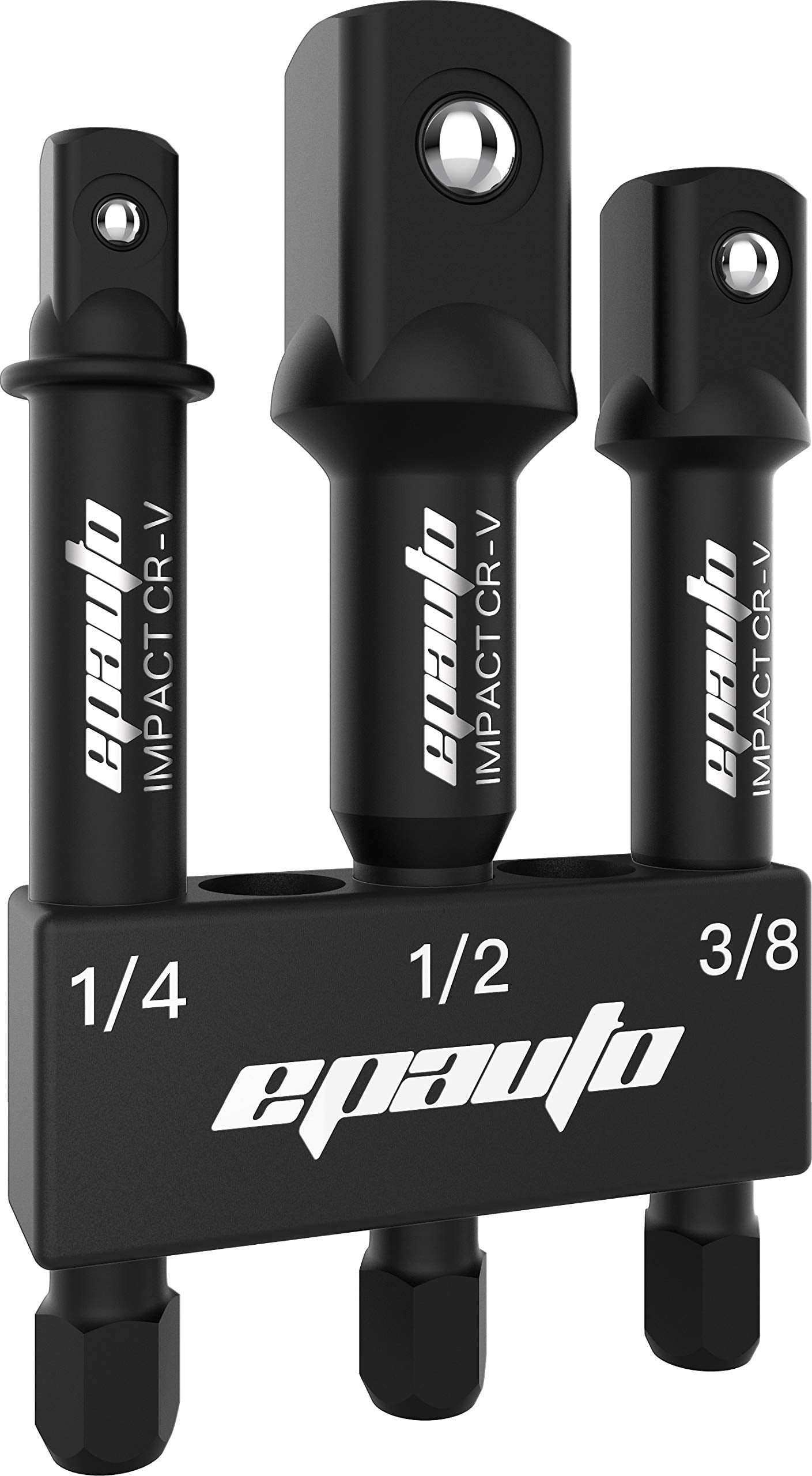 EPAuto 3Inch Impact Socket Adapter Extension Set with Holder, Chrome