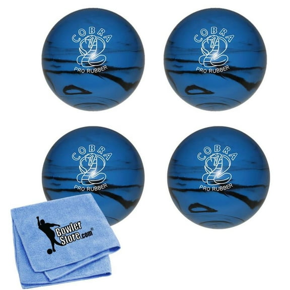 EPCO Candlepin Bowling Balls - Cobra Pro Rubber - Blue  Black (4 1/2 inch- 2lbs. 7oz.) 4 Balls