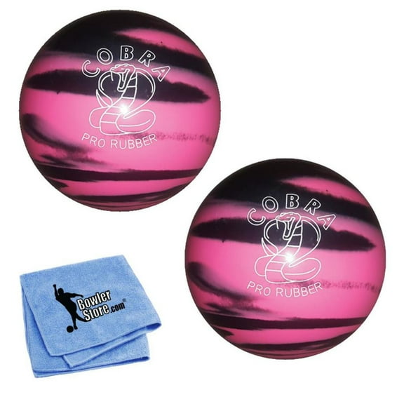 EPCO Duckpin Bowling Ball - Cobra Pro Rubber - Pink  Black (4 3/4 inch- 3lbs. 8oz.) - 2 Balls