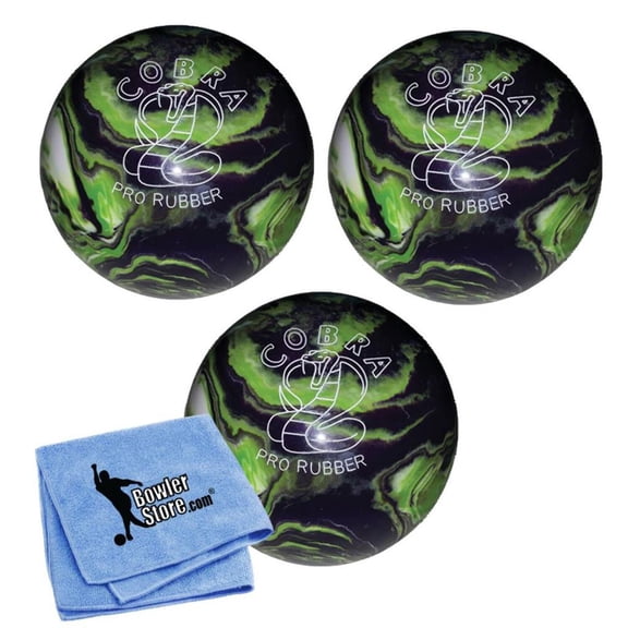 EPCO Duckpin Bowling Ball - Cobra Pro Rubber - Purple, Lime White (4 3/4 inch- 3lbs. 10oz.) - 3 Balls
