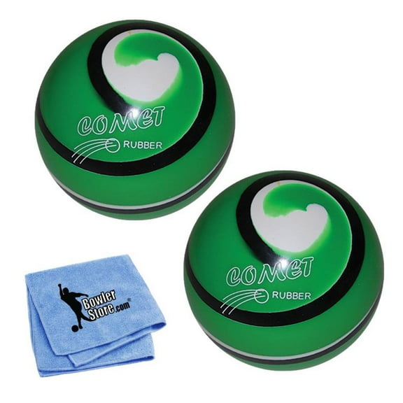 EPCO Duckpin Bowling Balls- Comet Rubber - Green with Black White (5 inch- 3lbs. 12 oz.) 2 Balls