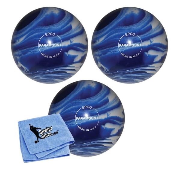 EPCO Duckpin Bowling Balls - Marbleized - Blue  White (4 7/8 inch- 3lbs. 12 oz.) 3 Balls
