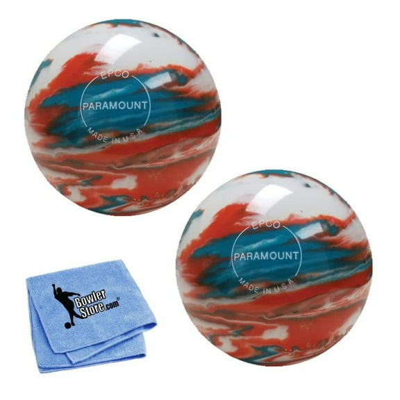EPCO Duckpin Bowling Balls- Marbleized - Turquoise, Orange  White 4 7/8 inch- 3lbs. 12 oz. 2 Balls