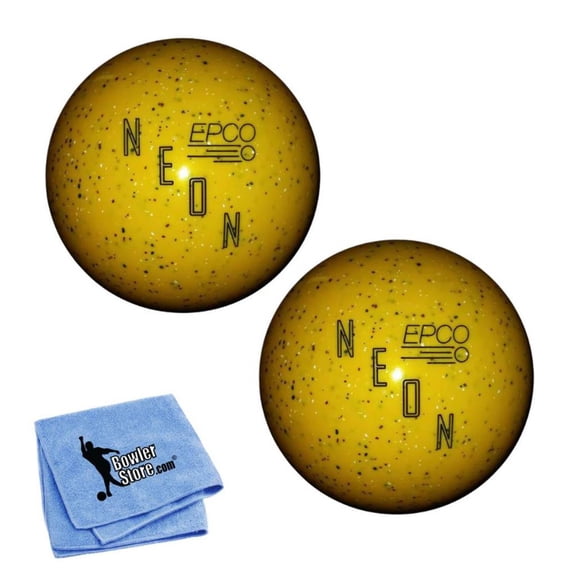 EPCO Duckpin Bowling Balls- Neon Speckled - Yellow 4 7/8 inch- 3lbs. 12 oz. 2 Balls
