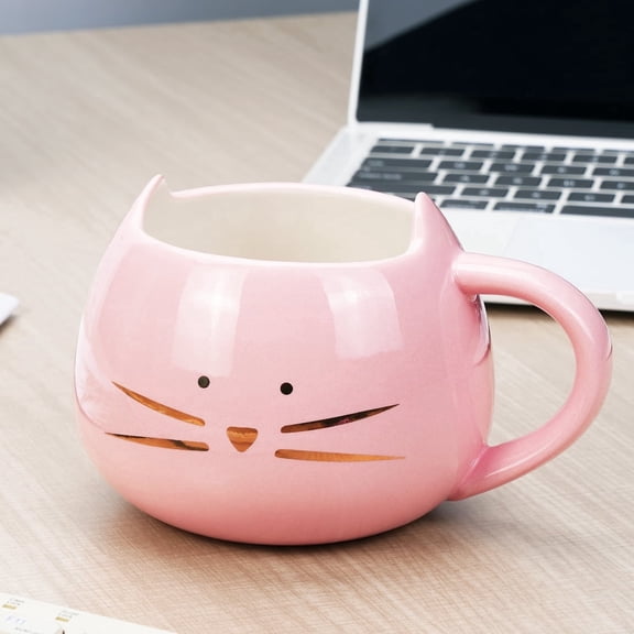EPFamily 12oz Pink Cute Cat Ceramic Mug, Hidden 3D Kitty Inside, Novelty Coffee Tea Cup, Cat Lover Gifts, Birthday Christmas Gift for Women Mom Girls