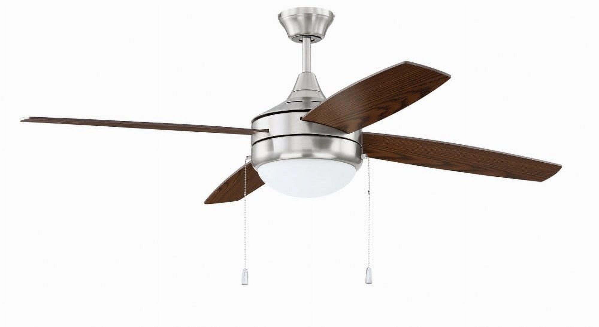52" Brushed Nickel Ceiling Fan with Walnut Blades and LED Light