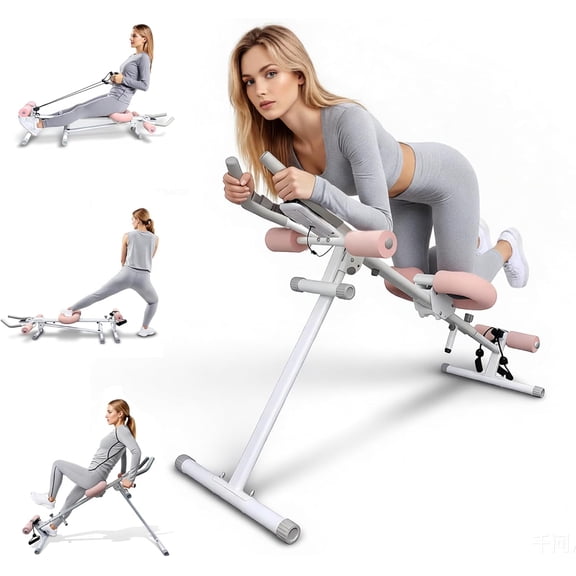 EPHESPORT Multifunctional Ab Machine, 6-in-1 Ab Workout Equipment for Home Gym, Adjustable Core & Waist Trainer with 7 Height Levels & 2 Incline Angles, Rowing Mode, Knee Glider